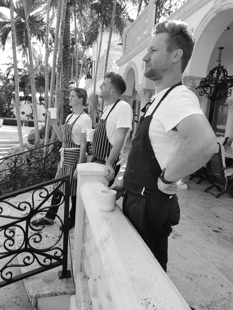 Chefs standing outside